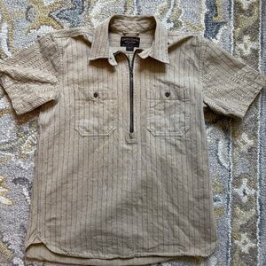 Filson Quarter Zip Short Sleeve Striped Popover Shirt - Men's S